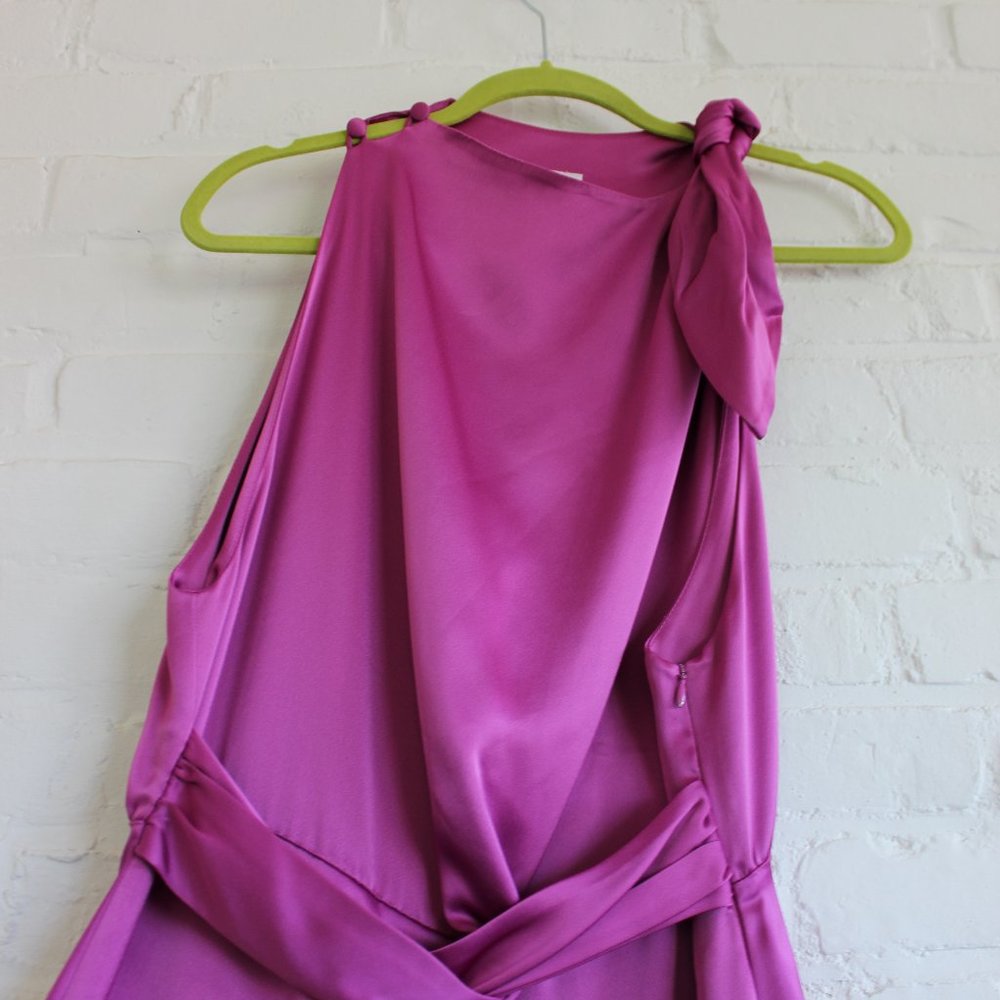 Asymmetrical neckline midi dress